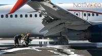 Se incendian llantas de un avión al momento de aterrizar 