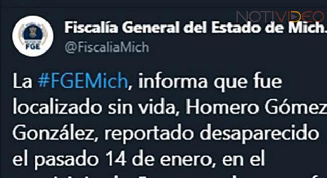 Localizan sin vida a Homero Gómez