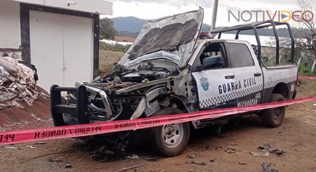 Atacan base policial comunal en Tangamandapio