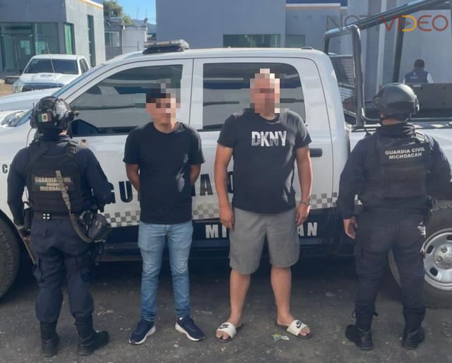 En Uruapan, SSP detiene a 2 personas y asegura vehículo con reporte de robo