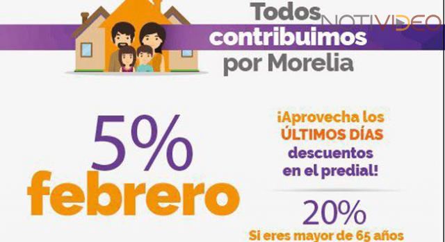 Responden morelianos a descuento del 5 por ciento en Predial