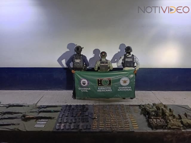 Tras enfrentamiento, 7 fusiles, equipo táctico, municiones y un artefacto explosivo asegurados: SSP