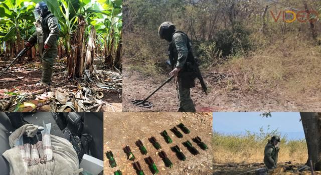 Elementos del Ejército Mexicano llevan a cabo operación de desminado de Apatzingán, Buenavista