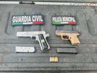 En Blindaje Zamora: SSP y Policía Municipal aseguran a dos en posesión de armas de fuego