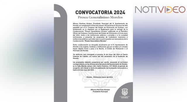 Participa y obtén la Presea Generalísimo Morelos