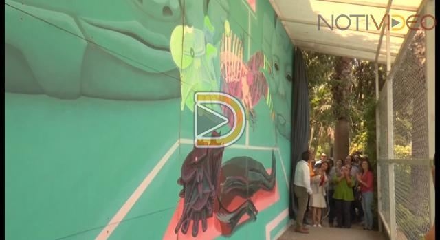 Exponen mural de michoacano sobre el cuidado de la naturaleza en Zoológico