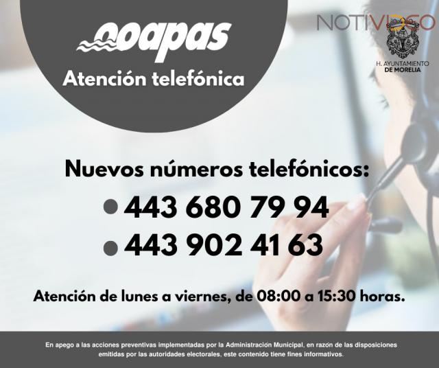 OOAPAS activa 2 números telefónicos para atención a usuarios