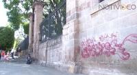 Grafiti en Catedral de Morelia daña cantera