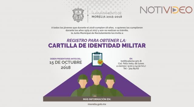 Junta Municipal de Reclutamiento invita a obtener Cartilla Militar