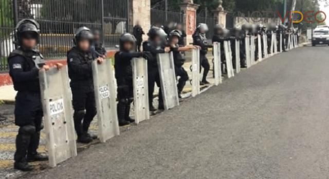 Implementa Policía Michoacán operativo en Morelia ante manifestaciones