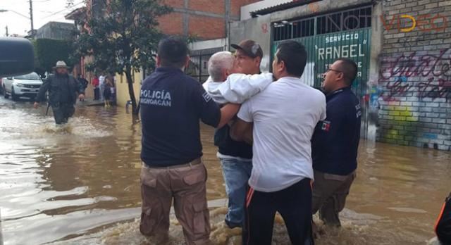 Apoya SSP en la labores de auxilio por lluvias en Morelia