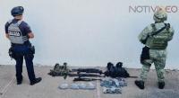 SSP y Sedena aseguran en armas de fuego, un aditamento lanzagranadas y 400 cartuchos útiles en Tepal