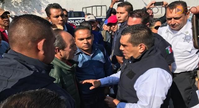 Personal de la SSP vigila la marcha de profesores al centro de Morelia
